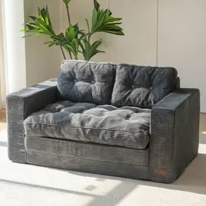 2-In-1 Foldable Square Couch, High-Density Fill Pull-Out Double Sofa Bed with Pillows, Easy-Convert Floor Furniture, Couches for Living Rooms, Bedroom Use