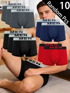 10 pcs men's flat cornered underwear, Sportswear, Sporty Underwear, Lightweight sports underwear, Suitable for wearing in all seasons, at home, loose and casual Men's underwear, Men's four cornered underwear