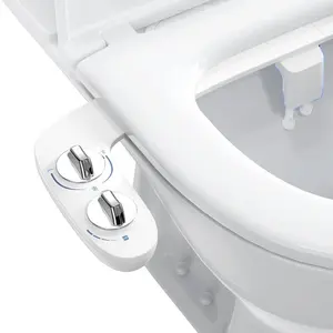Non-Electric Bidet Toilet Seat Attachment Complete Kit - Stainless Steel Self-Cleaning Dual Nozzle, Adjustable Water Pressure, Rear Wash, Feminine Wash (White)