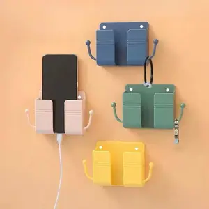 1/2pcs Wall Mounted Socket Organizer Rack, Phone Charging Station Holder, Phone Stand Holder, Remote Control Box, Mobile Plug Storage, Space-Saving Design