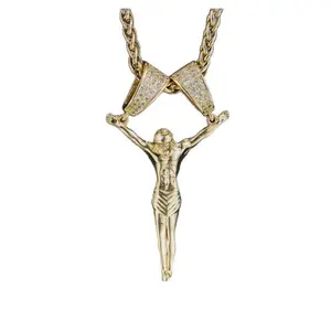 Meraki Jesus Christ pendant necklace, unisex, 3D Christ pendant with diamond double clasp, 24-inch chain. Suitable as jewelry gift for religious fashion enthusiasts.