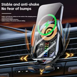 Auto-Sensing Wireless Car Phone Mount with 7.5W/10W/15W Fast Charging - Adjustable Long Arm Dashboard Holder, Magnetic Base | Qi Certified, Overvoltage/Overtemperature/Magnetic Protection | Fits iPhone/Samsung