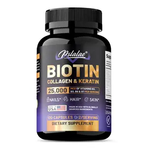 Buporai Biotin Vitamin Capsules, 120 capsules, contain collagen to support healthy hair, nails, and skin.