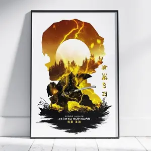 [Sale Off Up To 50%] [Unframe] Zenitsu Poster, Anime Demon Slayer Poster, Modern Manga Wall Art
