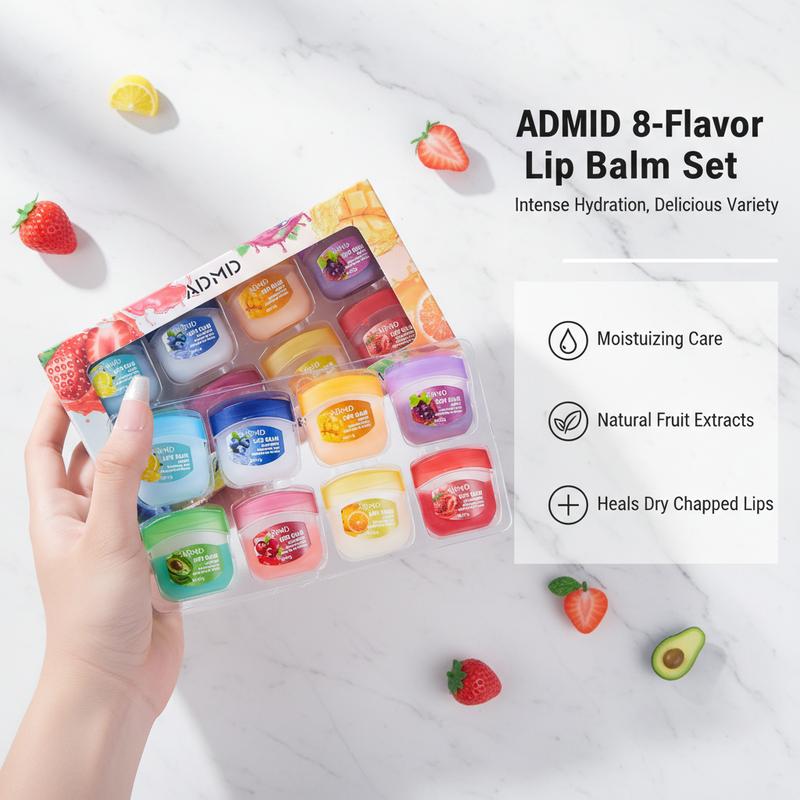 Lip Balm Set – Fruit & Floral Scents, Deeply Moisturizing & Long-Lasting, Gentle for All Skin Types, Ideal Gift Choice