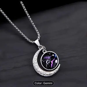 Gemini Zodiac Horoscope Silver Pendant and Necklace for Men & Women