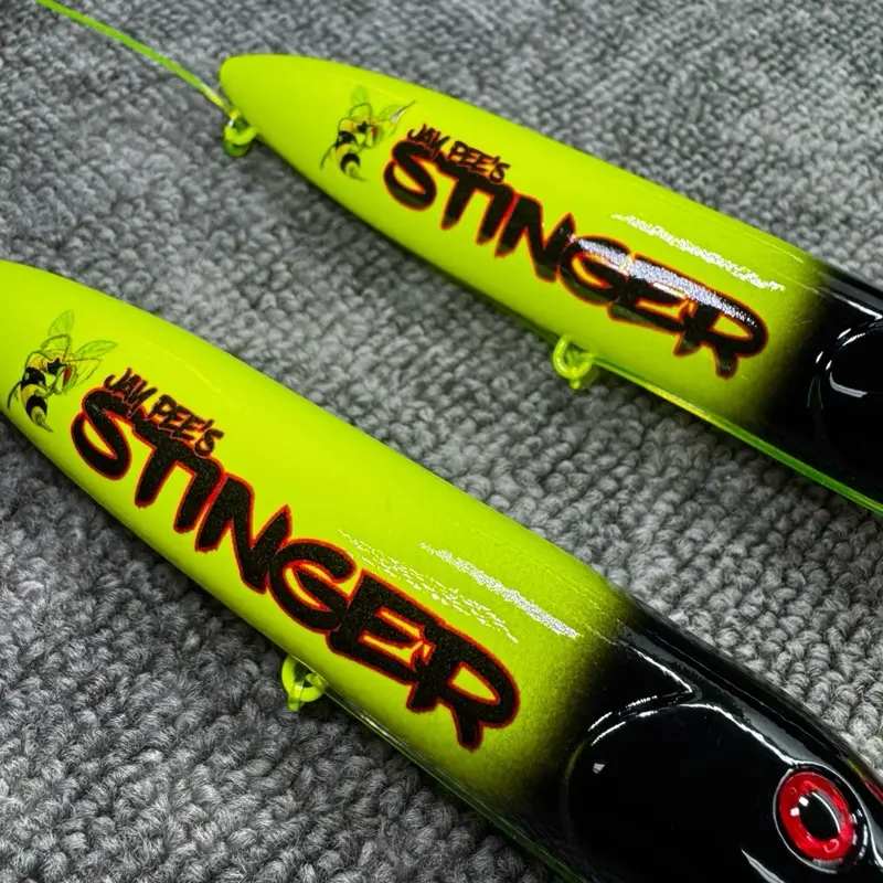 Stinger Rig 2 Pack - Pre-tied subs (13cm) on 6/0 white glow hooks and 100 pound yellow mono leader line