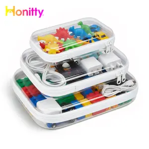 HONITTY Premium Clear Hard Shell PVC Zipper Bag Organizers - Eco-friendly, Odorless, Dust-proof, Wipe-clean, High Transparency Storage Bins for Colored Pens Set, School Supplies (Back to School) | DEALSFORYOUDAYS