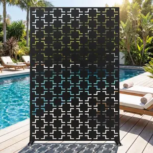 Garvee 72" h × 47" w Outdoor Privacy Screen, Laser Cut Metal Garden Divider Panel, Freestanding Weatherproof Privacy Fence for Patio Deck Backyard Balcony