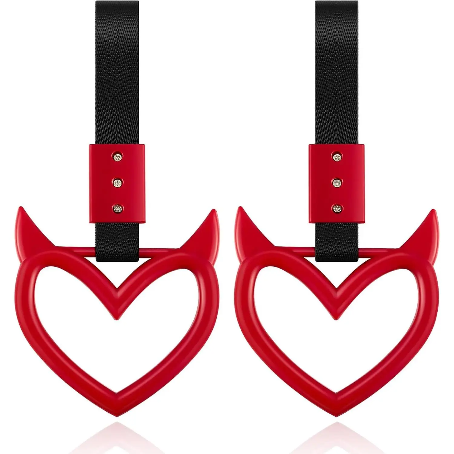 2 Pieces Heart Handle Keychains Car Accessory Heart Hand Strap Drift Charm for Car Interior Exterior Decoration(Red,Devil Style)