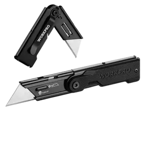 #JumpstartSale WORKPRO Folding Utility Knife with 10 Extra SK5 Blades, EDC Razor Sharp Knife with G10 Handle, Quick Change Box Cutter with Belt Clip, for Heavy Duty, DIY, Home, Office & Artcraft Use