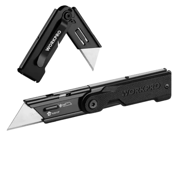 #fathersdaygift WORKPRO Folding Utility Knife with 10 Extra SK5 Blades, EDC Razor Sharp Knife with G10 Handle, Quick Change Box Cutter with Belt Clip, for Heavy Duty, DIY, Home, Office & Artcraft Use