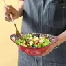 Bohemian Style Ceramic Salad Serving Bowls with Handles, Kitchen Bowls, Microwave Safe & Dishwasher Friendly, Stackable Oval Bowls for Fruits & More, Salad Bowl Set