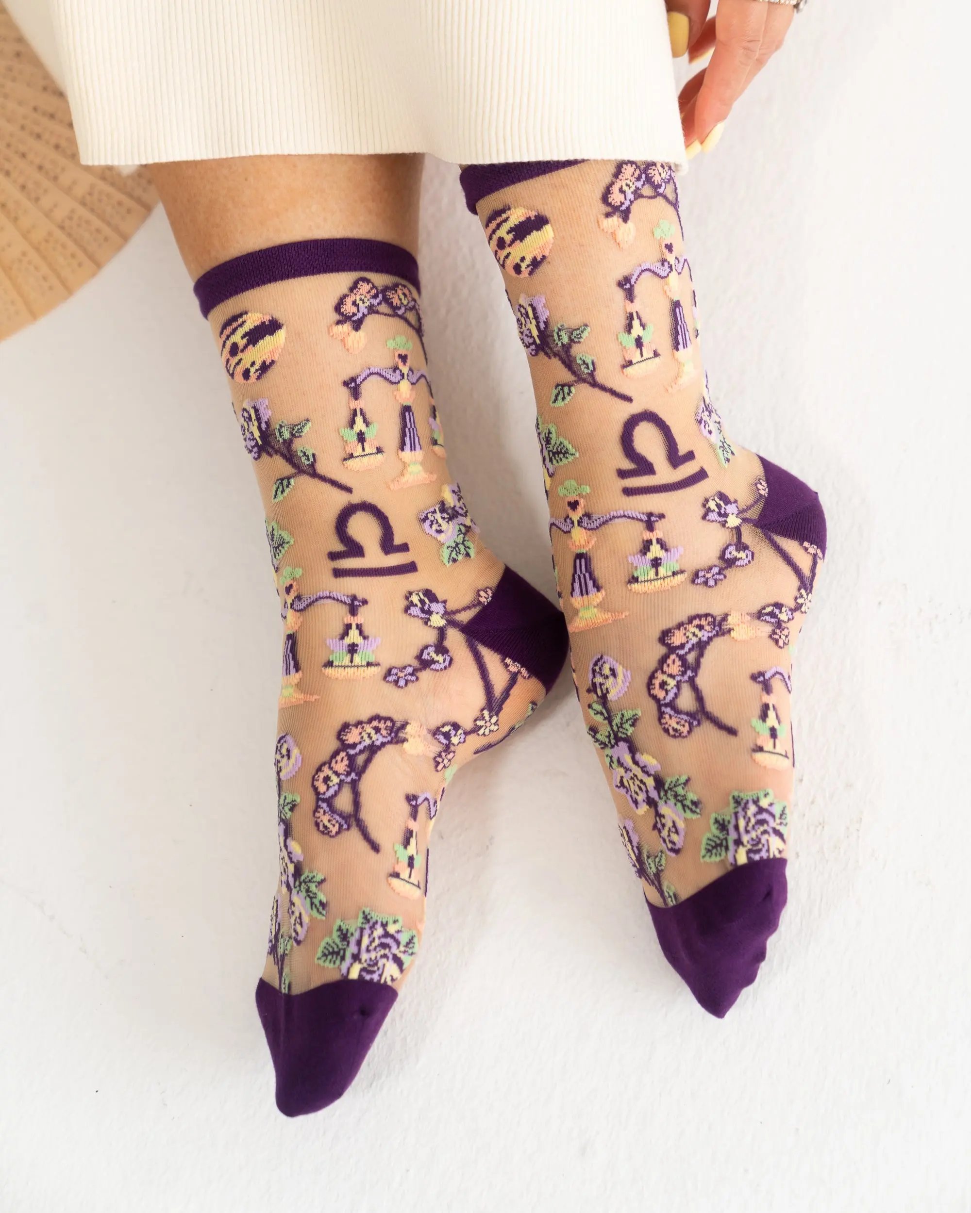 Libra Zodiac Sheer Crew Sock