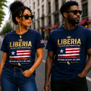 Liberia Pride Premium Casual T-Shirt - Unisex  Fashion Top, Navy blue,  sold Separately