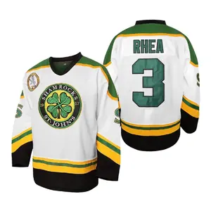 Men's Hockey Jersey #3 Goon Movie Hockey Jersey, Four Leaf Clover Jersey, Halloween Jersey, Embroidered, S-3XL