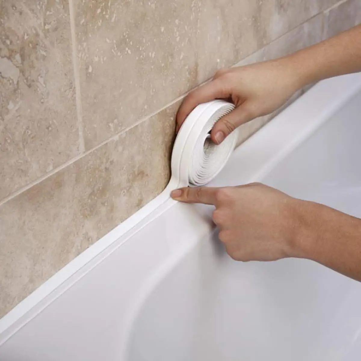 Self-Adhesive Caulk Tape - Waterproof Sealing Strip for Bathroom, Kitchen, and Toilet - 1.5" x 10.5Ft PVC Easy Installation