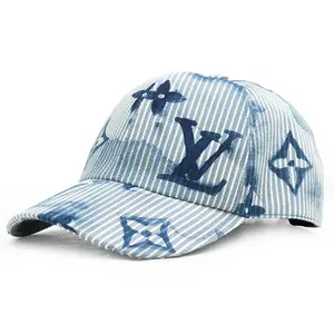 Pre-owned Louis Vuitton Cotton Small Leather Goods Casket Hickory Stripe Monogram Cap