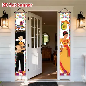 The Cinco de Mayo (Mexican May 5th) themed decoration banner for the party, featuring a variety of Mexican traditional elements, with vibrant colors and rich ethnic characteristics, is used to celebrate the Cinco de Mayo festival, Decorative Banner