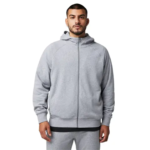 Fabletics Men's The Year Round Plain Casual Cotton Soft Terry Full-Zip Hoodie with Pockets