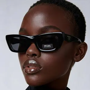 Pre-owned PRADA Symbole Black Cat Eye Sunglasses