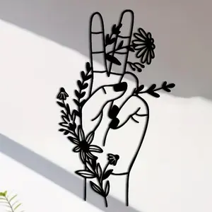 Peace Sign & Flower Design Wall Decor, 1 Count Hollow Silhouette Pendant, Wall Decoration Crafts, Wall Art Decor for Home Living Room Bedroom, Decorative Artwork