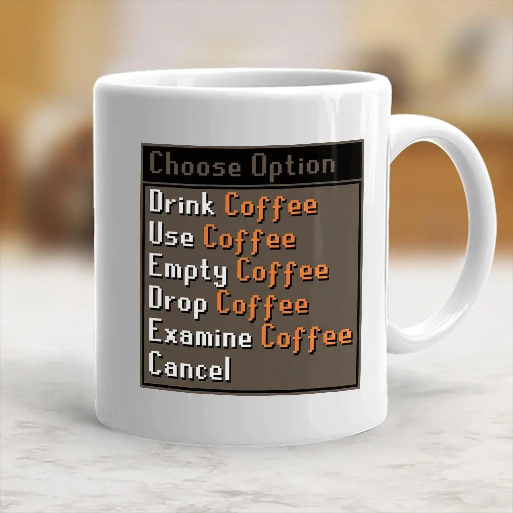 OSRS Coffee Menu Mug, Old School RuneScape 15oz Ceramic Mug - scs16193