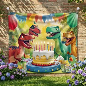 party banner 1pc, Dinosaur themed birthday party Background Decoration Background Photo Props, Polyester Banner Decor, Home Decor, Room Decor, Wall Decor, Party Background Decor, Party Decor/supplies/gifts Decorative Background