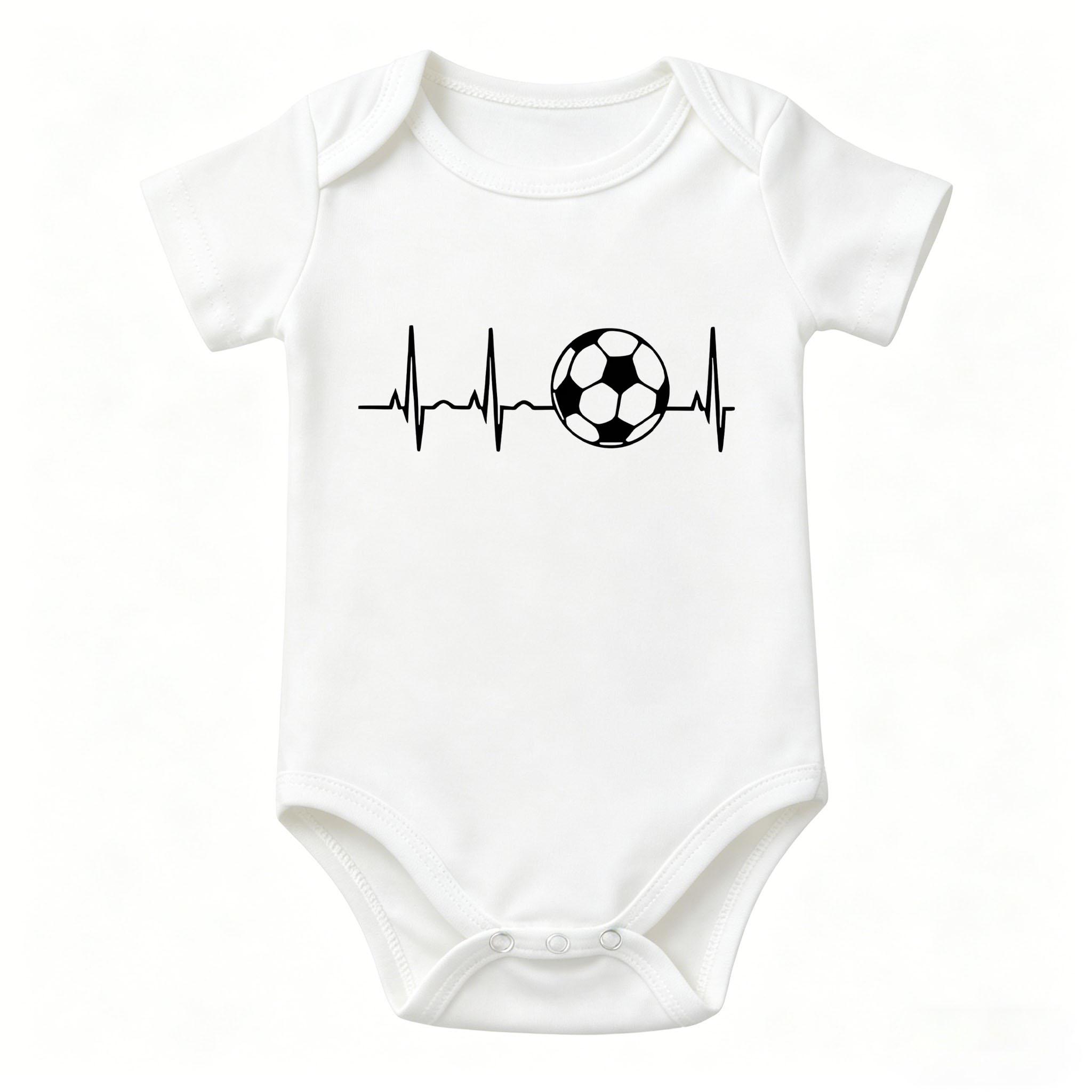 Soccer Heartbeat Baby Onesie | Football ECG Graphic Romper | Soft Cotton Sports-Themed Newborn Outfit for Baby Boys