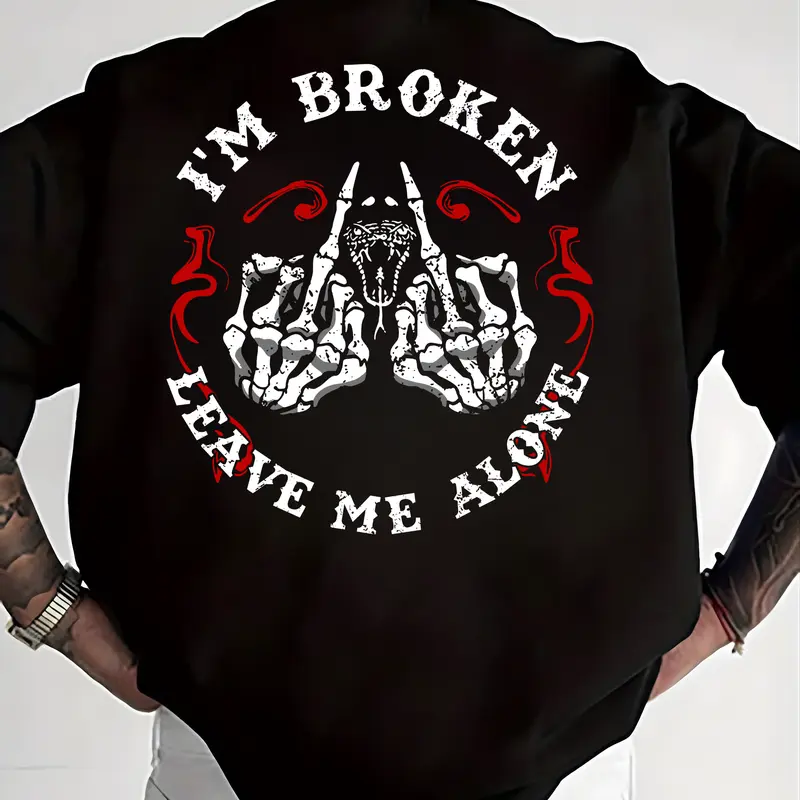 I’m Broken Leave Me Alone T-Shirt, Sweatshirt, Hoodie – Dark Humor Skeleton Middle Finger Graphic Unisex Apparel.