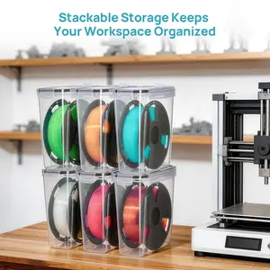 【New Arrival】Vtopmart 4-6 Pack Filament Storage Box,3D Printer Filament Storage with Desiccant, Labels & Marker, Waterproof Filament Storage Container for 1KG Spools Dust-Proof & Stackable Box for PLA/ABS/PETG/TPU/Nylon