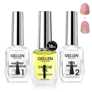 Gellen Nail Dehydrator & Primer + Cuticle Oil 18ML – Professional Nail Prep Kit Base Coat Gift