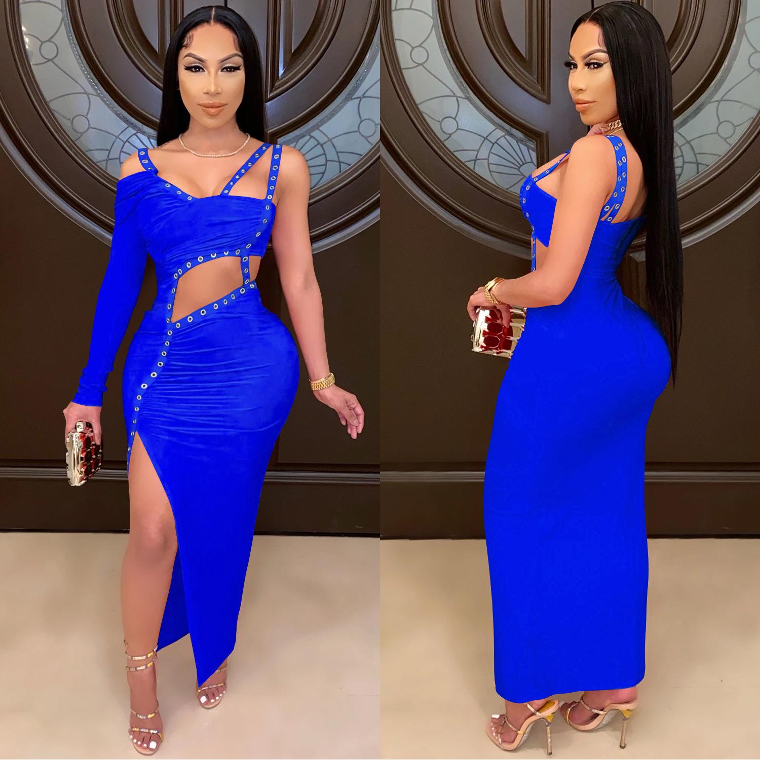 Sexy Irregular Cut-Out Club Dress for Women Long Dress