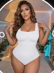 Seamless One-Piece Shapewear Vest, Square Neck Show off Collarbones, High Stretch Inclusive Fit, Waist Cinching Hip Lifting S Curve, Underwear