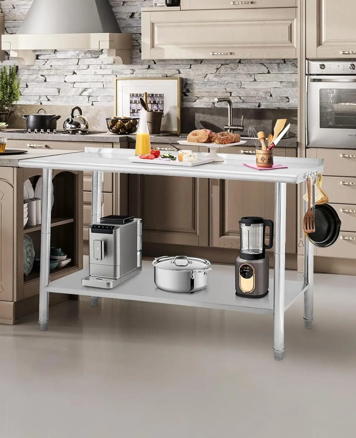GARVEE Stainless Steel Table 60x24x35 Inch with NSF Certification, Adjustable Undershelf, Easy Maintenance, and Versatile Use for Kitchen, Restaurant