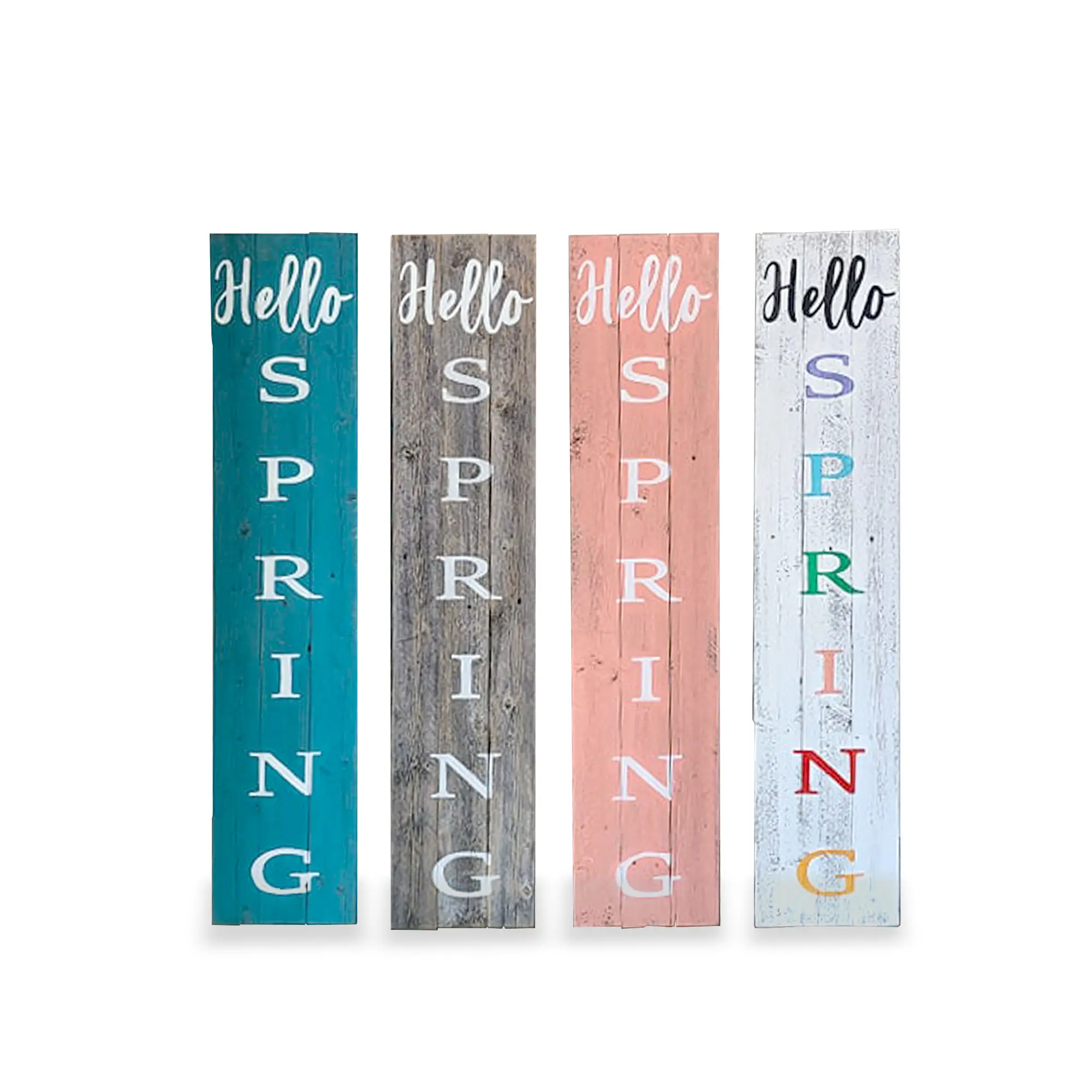 Hello Spring Sign Porch Leaner - Hand Painted on Real Reclaimed Wood Decor Gift Outdoors Prop