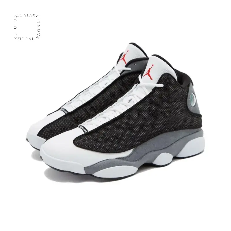 Black, White and Gray High-Top Retro Basketball Shoes with Mesh and Leather Upper, Gray Midsole