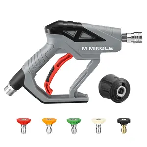 M MINGLE High Pressure Washer Gun with M22 14mm Adapter, Compatible with Kärcher K2, K3, K4, K5, K6, K7 Hoses, Jet Wash Gun Kit for Car Cleaning, 5 Quick Connect Spray Nozzle Tips, 4000 PSI, Car Wash Sprayer