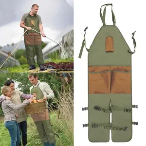 Garden Leg Protection Apron, Multi-Pocket Waterproof Work Bib, Outdoor Gardening Pruning Harvest Anti-Dirty Adjustable Overalls