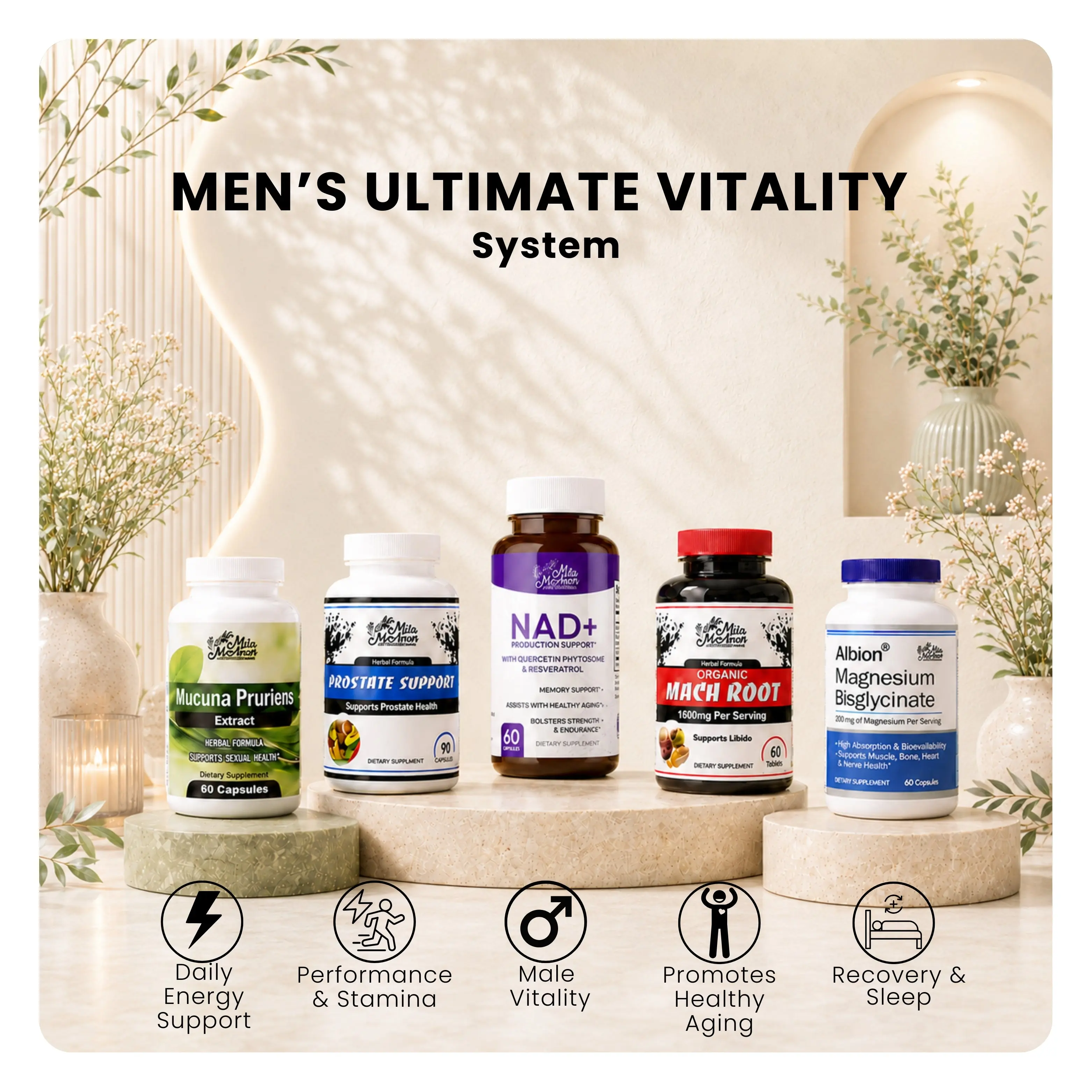 TT Exclusive Men Ultimate Vitality System – NAD+, Maca Root, Prostate Support, Mucuna Pruriens & Magnesium | Energy, Performance, Libido, Recovery & Healthy Aging