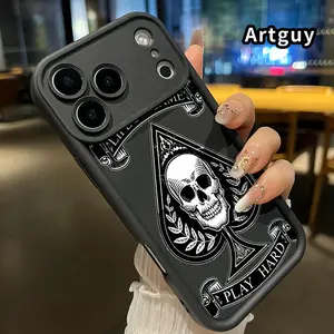 Phone Case for iPhone 17 Pro Max 16 Plus 15 14 13 12 11 Air E Spade Skull Anti-Scratch Shockproof Soft Silicone Protective Cover