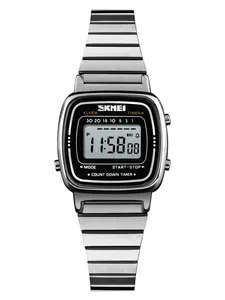 Skmei Small Square Metal Watch, 25mm Dial, Alarm/timer/countdown Full Function, 30m Waterproof, Commuter Versatile, Analog-Digital Display, Fashionable Waterproof Watch, Casual Trendy Wristwatch