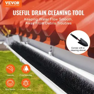VEVOR Gutter Brush, 15 Feet Total Length 4.33 inch Diameter Gutter Cleaning Tools, Ground-Level Gutter Brush Leaf Guard for 5 Inch Gutters, Easily Clear roof Leaves and Debris, 5 Pack