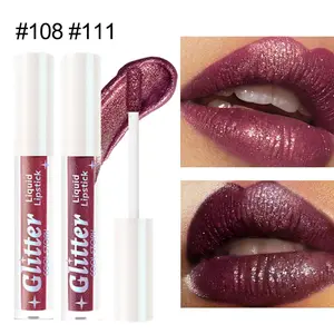 2pcs Shimmer Lip Gloss, Waterproof Long-Lasting, High Pigment Quick-Dry, Diamond Flakes Liquid Lipstick, Natural Brightening, Party Essential