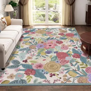 Floral Pattern Area Rug, 1 Count Non-slip Soft Floor Mat, Decorative Carpet for Home Living Room Bedroom, Boho Washable Rug, Boho Runner Rug, Vintage Floral Rug, Decorative Rugs