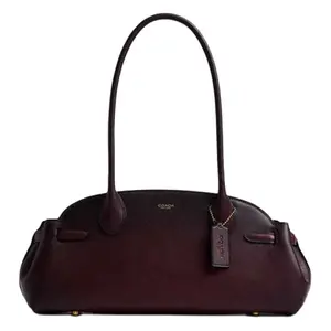 Coach Empire Carryall 34 Leather Tote with Gold-Tone Logo for Women in Merlot Red