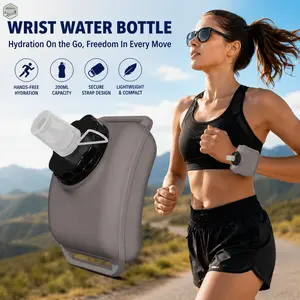 Wrist Water Bottle, Hands Free Hydration Flask, 200ml Drink Carrier with Secure Strap Design, Compact Sports Hydration System, Lightweight Active Style Accessory, Outdoor Use for Jogging Cycling