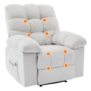 Garvee Oversized Recliner Rocking Chair - Wide Overstuffed Recliner with Massage & Heat, Lumbar Support, Side Pockets, Remote Control, Upholstery Soft Sofa Chair for Living Room, Bedroom - White