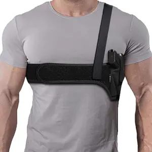 Deep Concealment Shoulder Holster for Men, Universal Underarm Gun Holster for Concealed Carry, Breathable Neoprene Chest Holster Fits Glock 19 26 42 43, S&W Bodyguard, M&P Shield, Sig P365