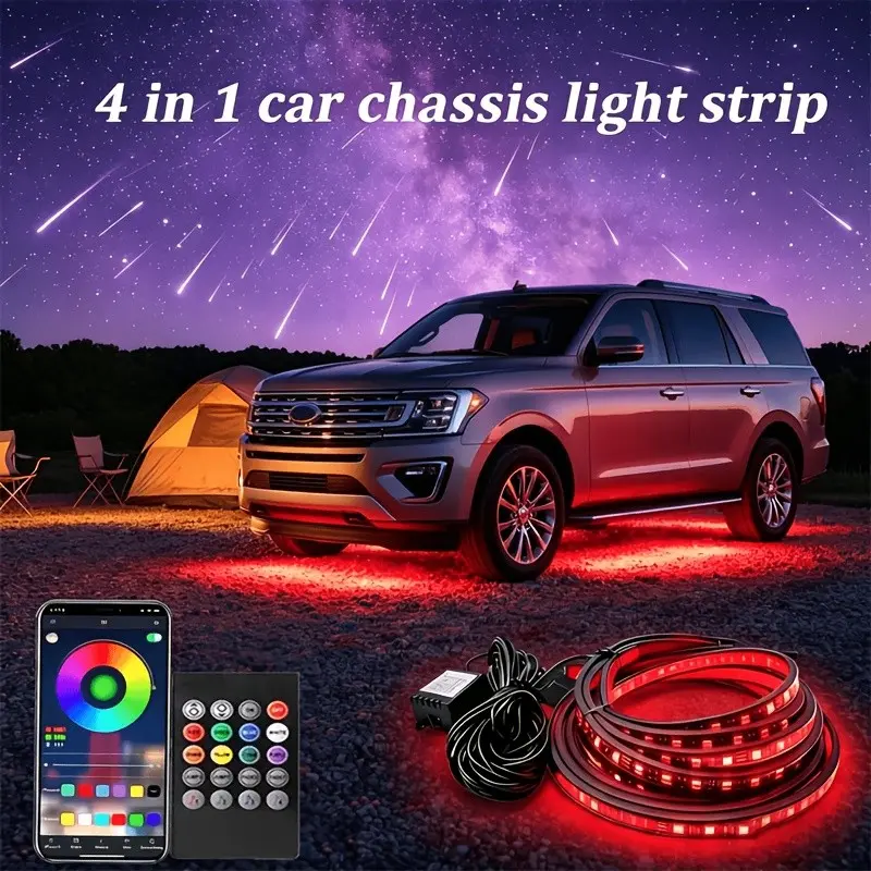 Underglow Neon LED Lights, Featuring App Control And Music Synchronization, Car Decorative Atmosphere Kit, Compatibility with Cars, Suvs, Trucks, Without Battery